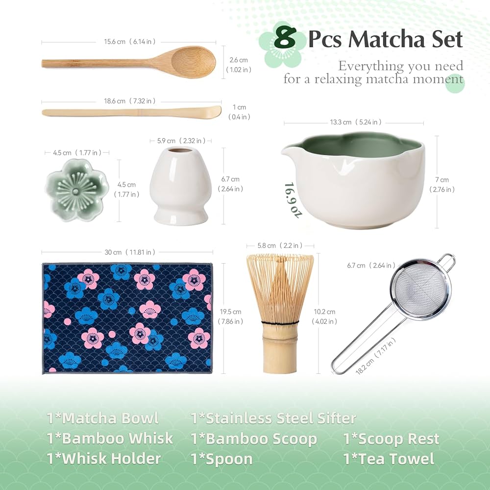 Kit Matcha - Flor - Blanco con verde