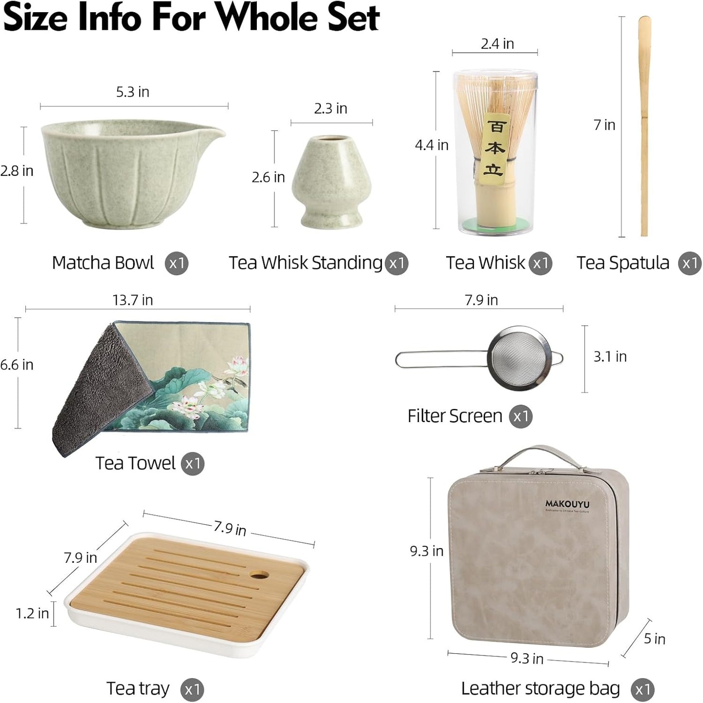Estuche + Kit Matcha - Verde y estuche gris