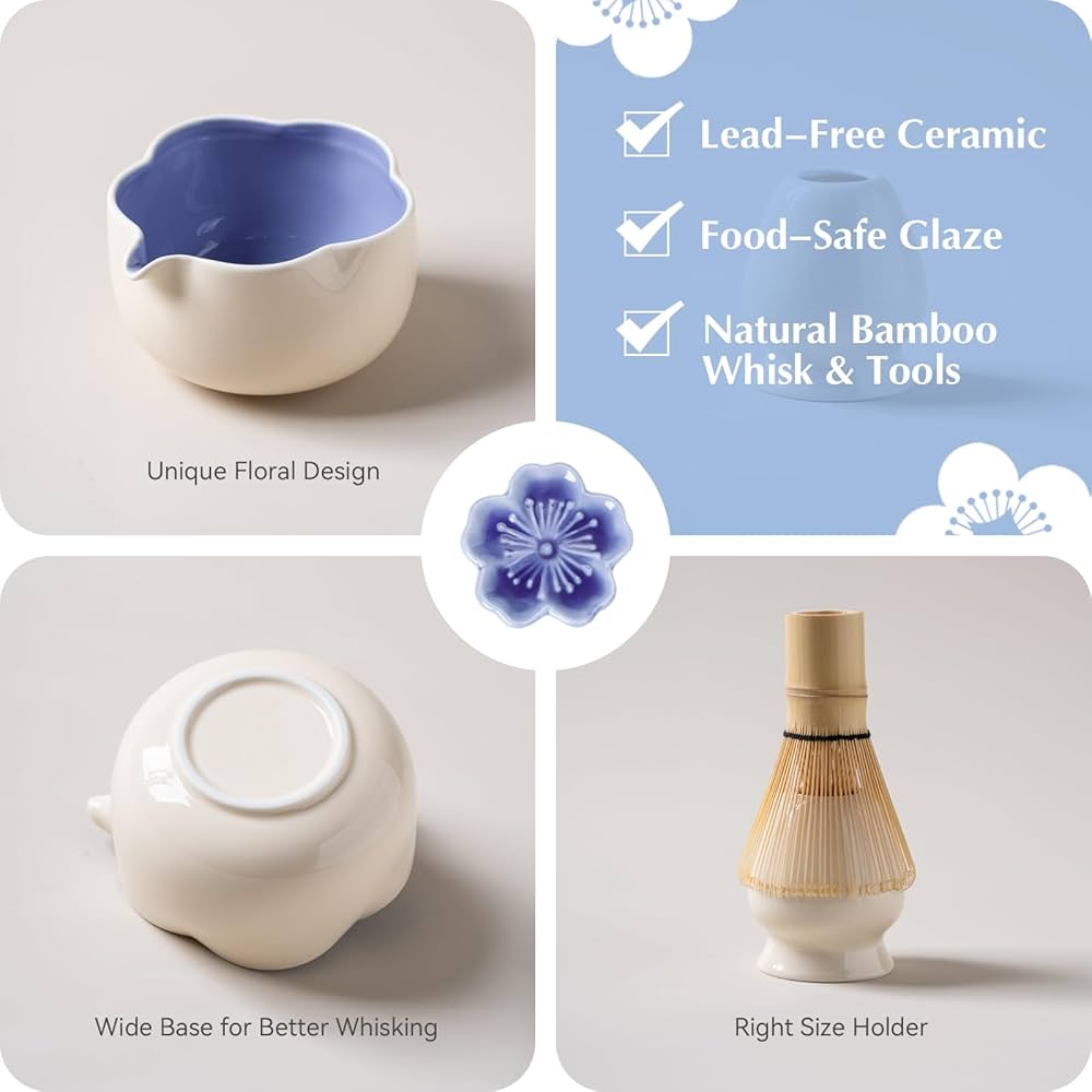Kit Matcha - Flor - Blanco con celeste