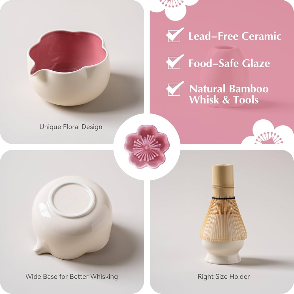 Kit Matcha - Flor - Blanco con rosado