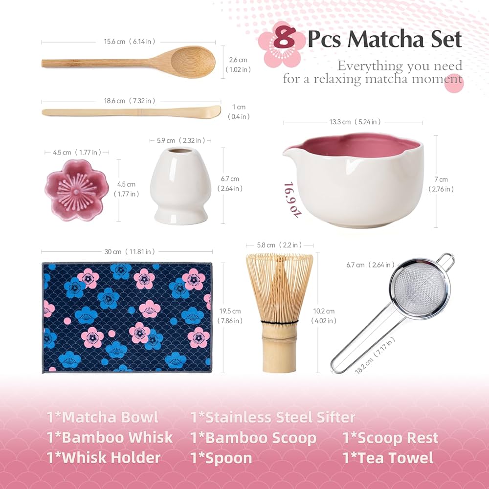 Kit Matcha - Flor - Blanco con rosado
