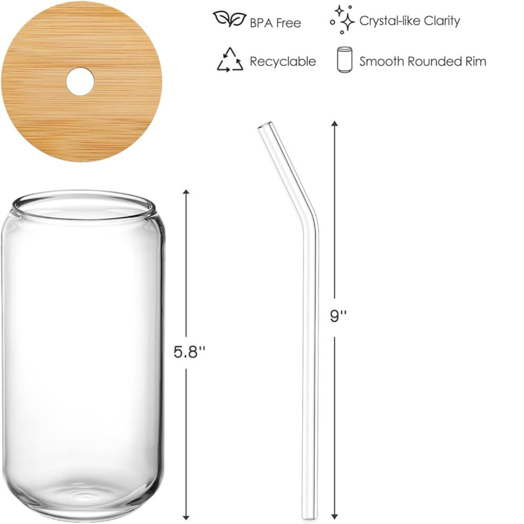 Vaso Individual con tapa de bambú y pajilla - 16oz
