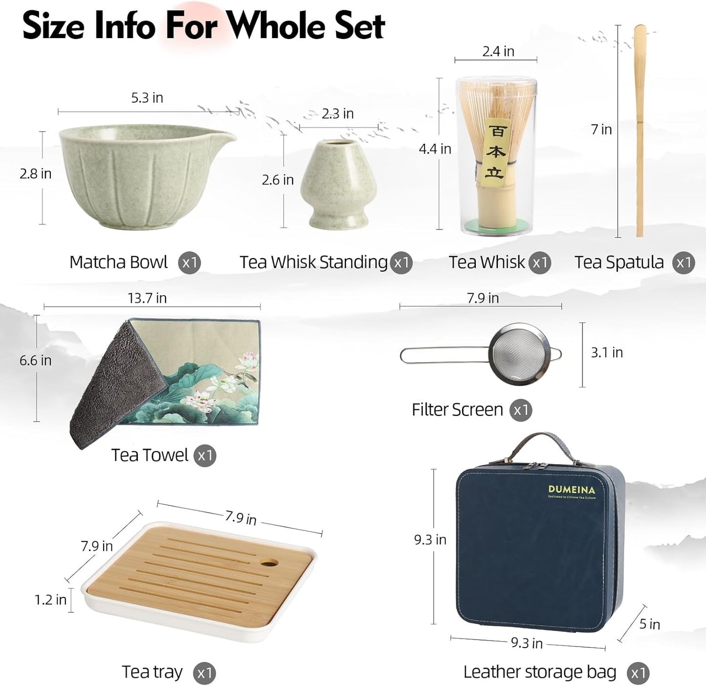 Kit de viaje - Estuche + Kit Matcha - Verde y estuche azul