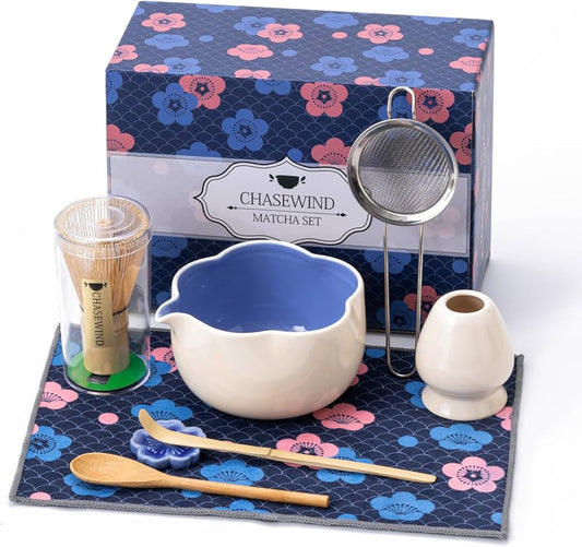 Kit Matcha - Flor - Blanco con celeste