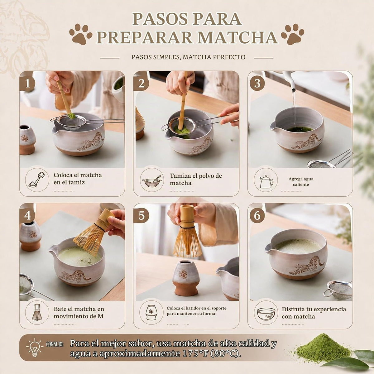 Kit Matcha - 5 piezas - Leopardo