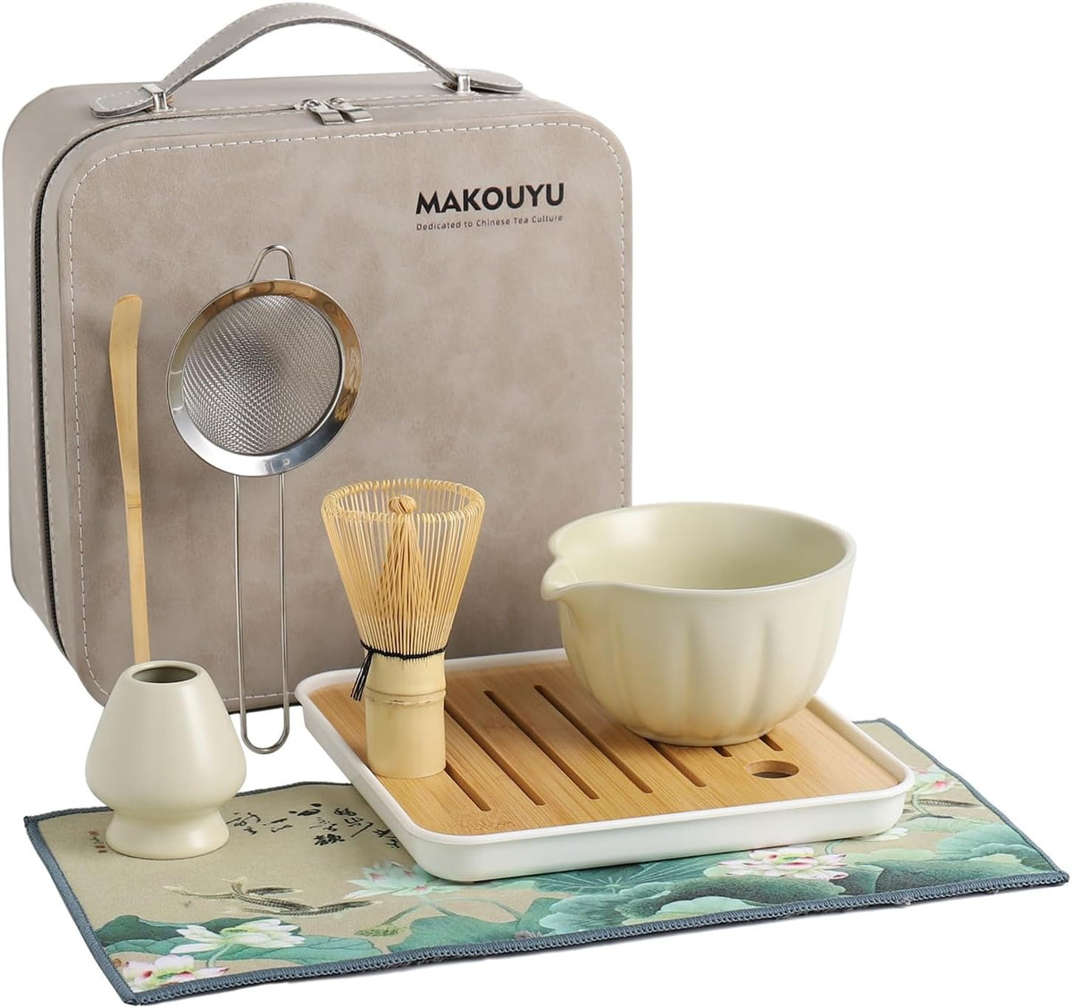 Estuche + Kit Matcha - Beige y estuche gris