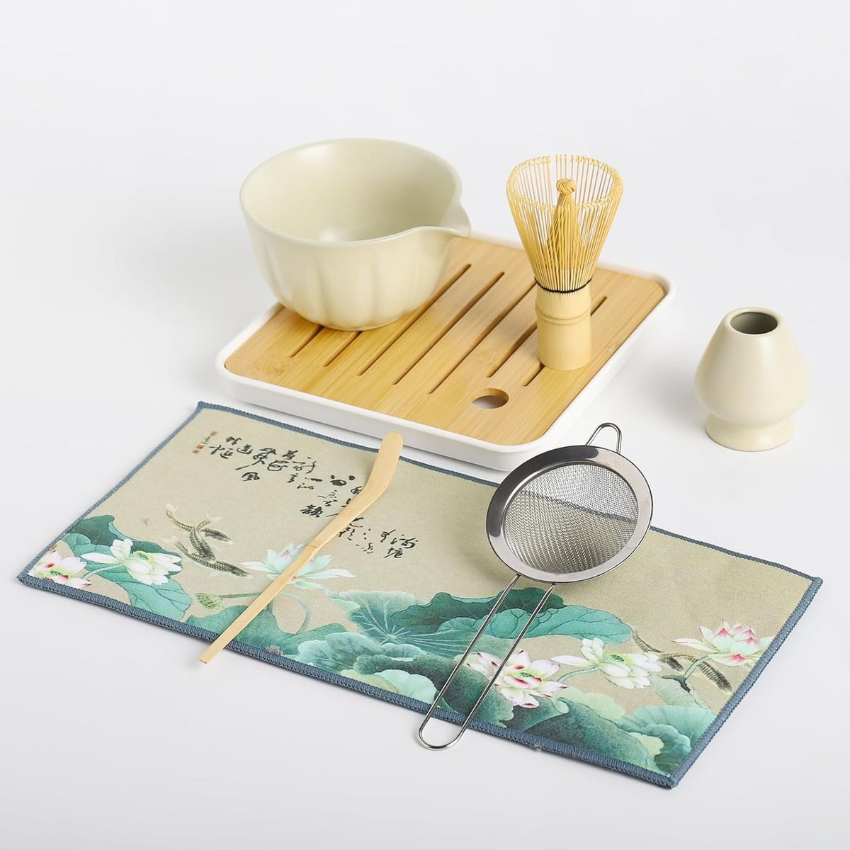 Estuche + Kit Matcha - Beige y estuche gris
