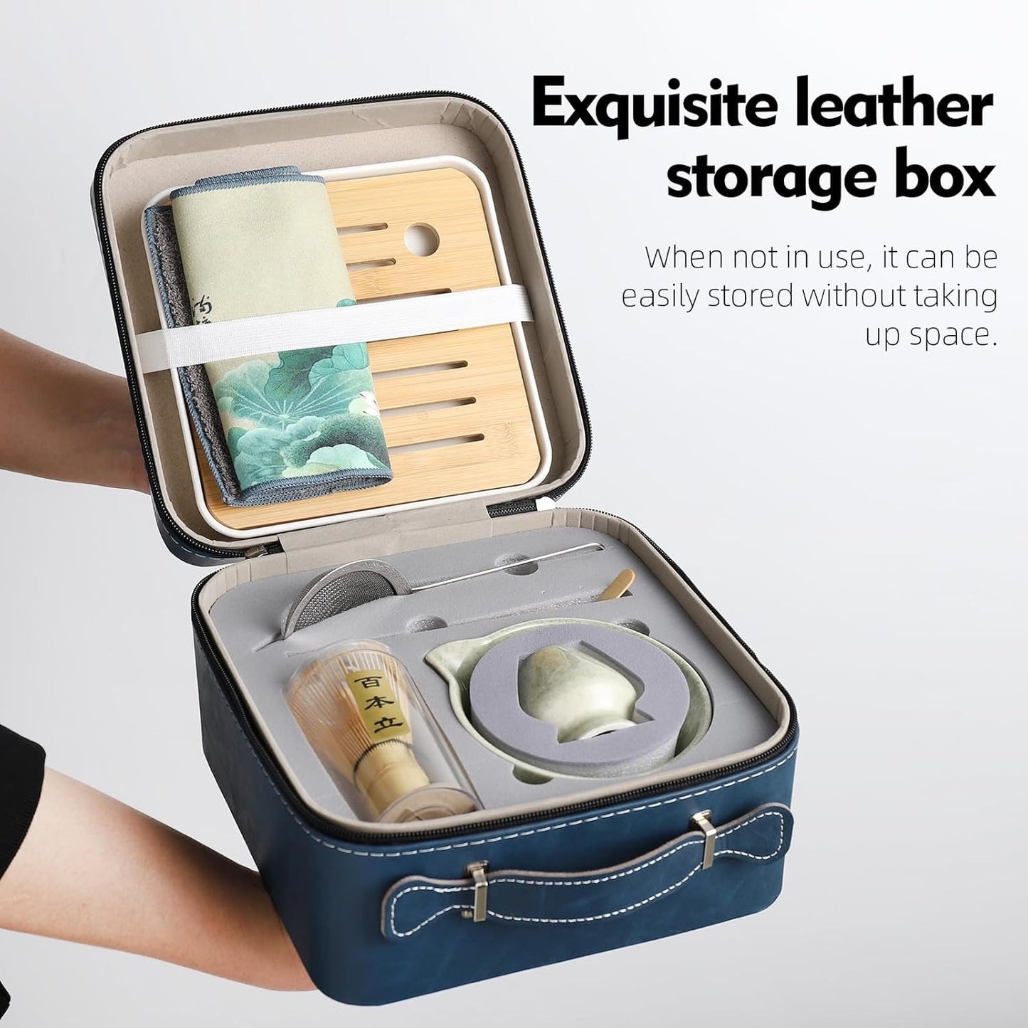 Kit de viaje - Estuche + Kit Matcha - Verde y estuche azul