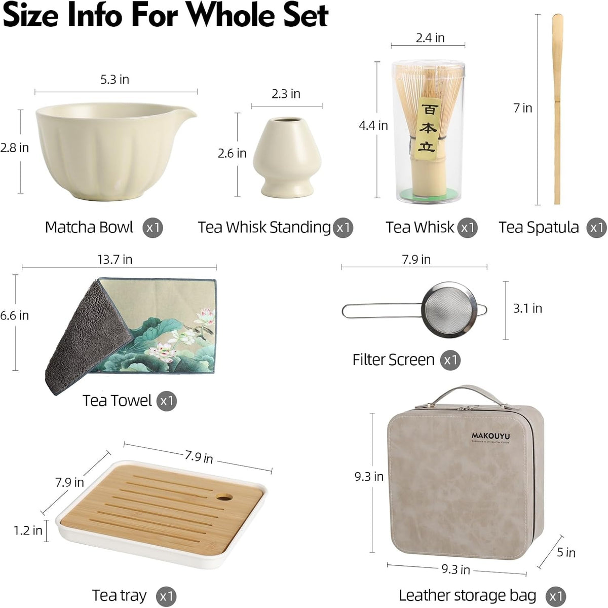 Estuche + Kit Matcha - Beige y estuche gris