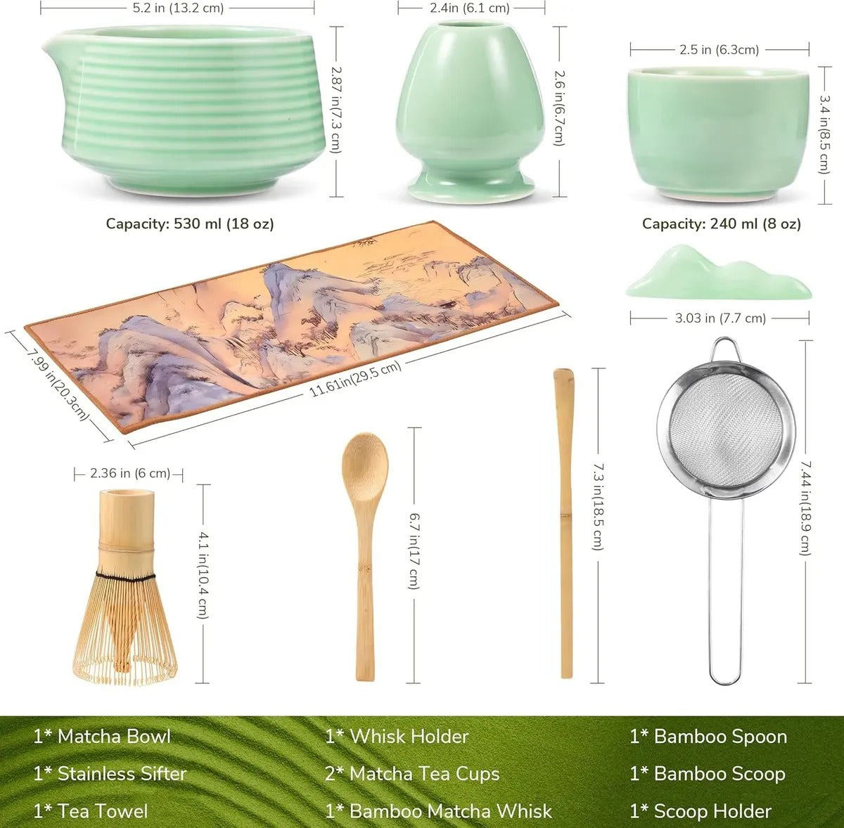 Kit Matcha - Verde - 10 piezas
