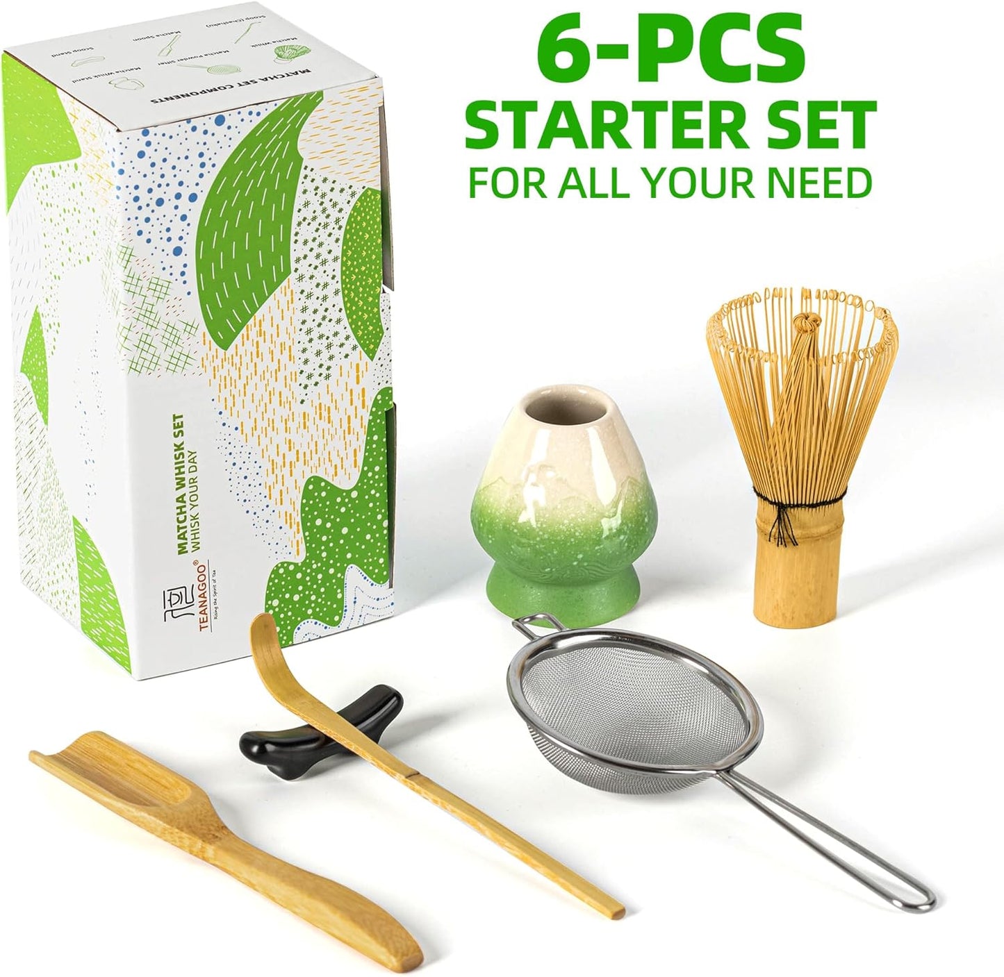 Kit matcha básico 6 piezas - Verde / Blanco